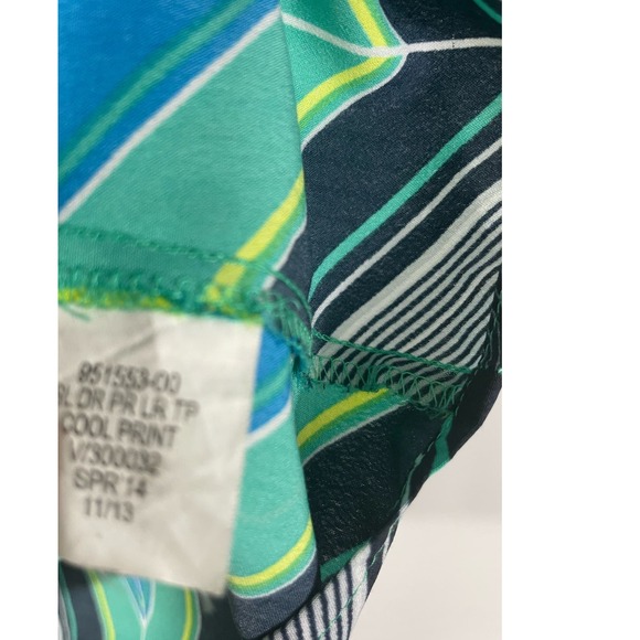 Banana Republic Medium Blouse Sleeveless Top Geometric Blue Green Chevron Top - Picture 5 of 6